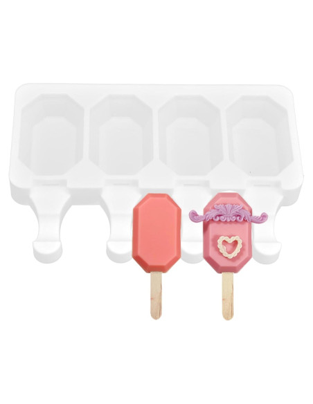 Moldes de Paletas de Silicona Yuecoom - 4 Paletas Octagonales