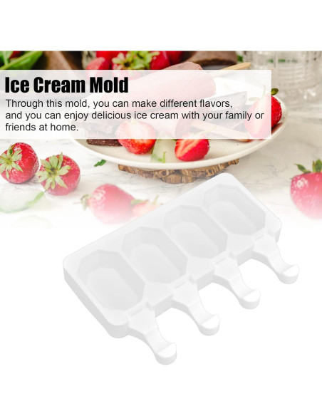 Moldes de Paletas de Silicona Yuecoom - 4 Paletas Octagonales