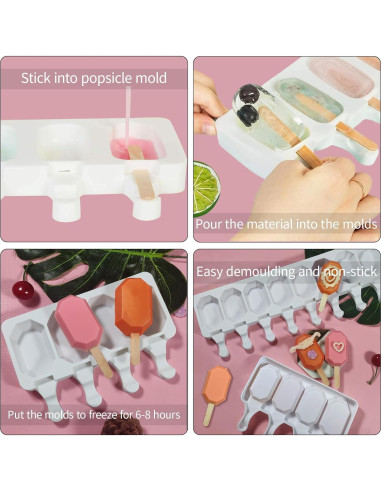 Moldes de Paletas de Silicona Yuecoom - 4 Paletas Octagonales