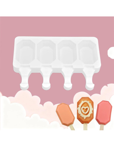 Moldes de Paletas de Silicona Yuecoom - 4 Paletas Octagonales