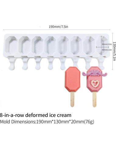 Moldes de Paletas de Silicona Yuecoom - 4 Paletas Octagonales