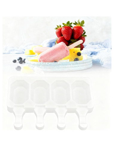 Moldes de Paletas de Silicona Yuecoom - 4 Paletas Octagonales
