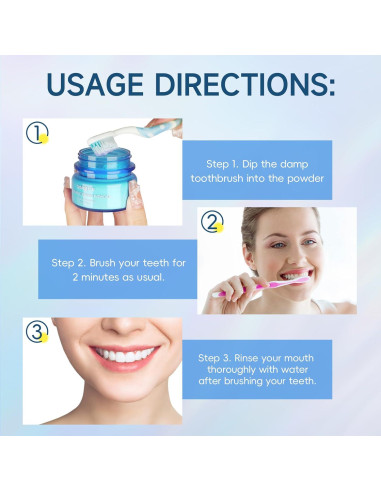 Polvo Blanqueador de Dientes Gaayou 50g Sabor Menta Natural