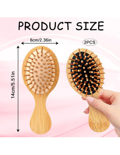 Cepillo de Pelo de Madera Natural Zyghjort - 2 Piezas, Antiestático 2