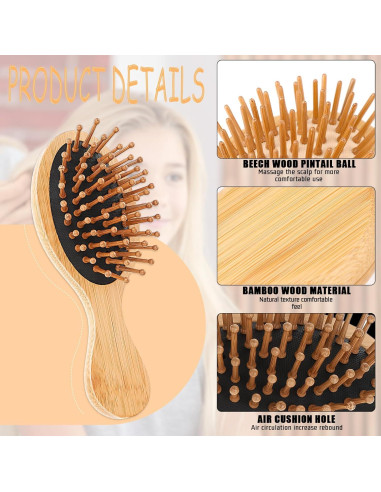 Cepillo de Pelo de Madera Natural Zyghjort - 2 Piezas, Antiestático