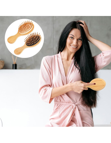 Cepillo de Pelo de Madera Natural Zyghjort - 2 Piezas, Antiestático