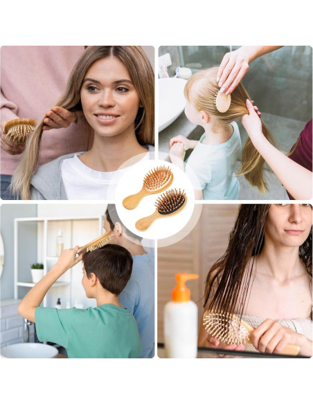 Cepillo de Pelo de Madera Natural Zyghjort - 2 Piezas, Antiestático