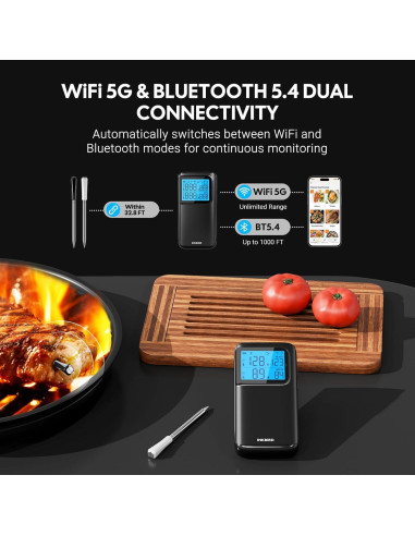 Termómetro de Carne Inkbird Inalámbrico con WiFi y Bluetooth
