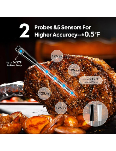 Termómetro de Carne Inkbird Inalámbrico con WiFi y Bluetooth