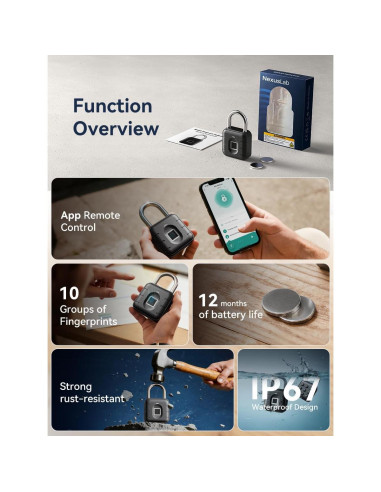 Candado de Huella Dactilar NexusLab LOCK-P80S IP67