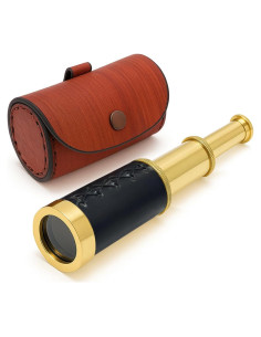 Telescopio de Bronce NauticalMart 15 cm con Funda de Cuero
