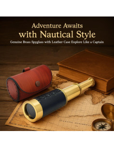 Telescopio de Bronce NauticalMart 15 cm con Funda de Cuero 2