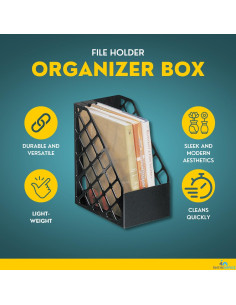 Soporte para Revistas 1EnLaOficina Plástico Negro 24x15x30 cm 2