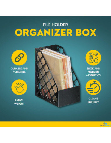 Soporte para Revistas 1EnLaOficina Plástico Negro 24x15x30 cm