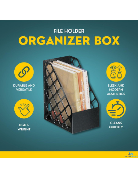 Soporte para Revistas 1EnLaOficina Plástico Negro 24x15x30 cm