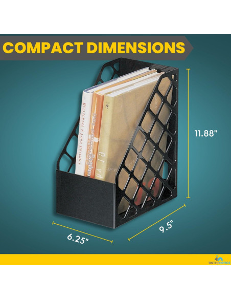 Soporte para Revistas 1EnLaOficina Plástico Negro 24x15x30 cm