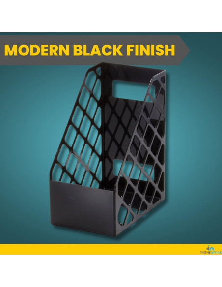 Soporte para Revistas 1EnLaOficina Plástico Negro 24x15x30 cm