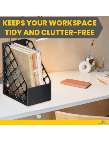 Soporte para Revistas 1EnLaOficina Plástico Negro 24x15x30 cm