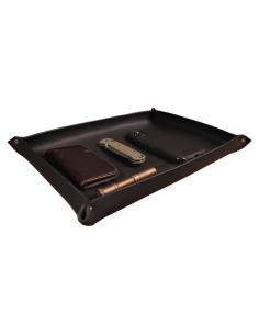 Bandeja de Valet Nohma Leather - Organizador de Cuero Negro Grande