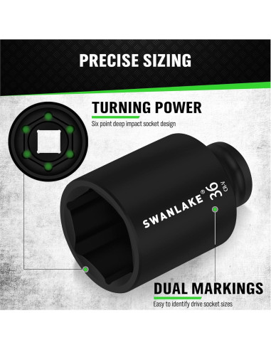 Juego de 9 Piezas Enchufe de Impacto 1/2" SWANLAKE Métrico