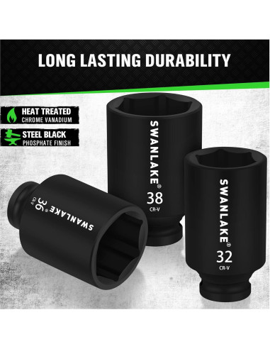 Juego de 9 Piezas Enchufe de Impacto 1/2" SWANLAKE Métrico