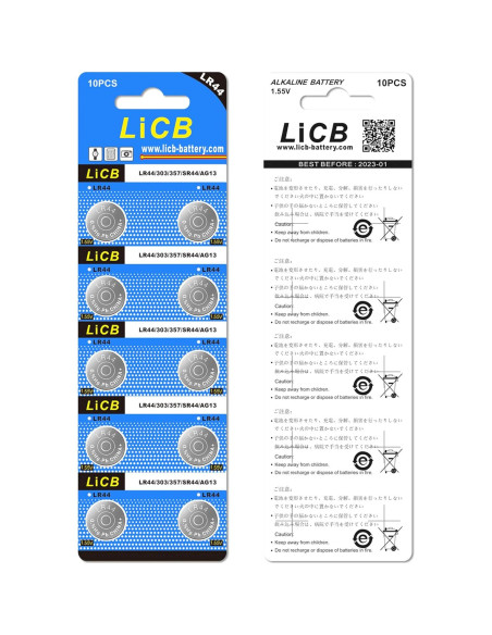 Paquete de 10 Baterías LR44 1.5V LiCB para Relojes y Juguetes