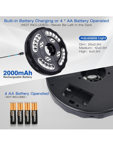 Luz de Paraguas INKEER Recargable 3 Modos 20 LED 20x3.2cm