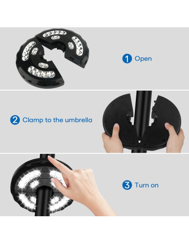 Luz de Paraguas INKEER Recargable 3 Modos 20 LED 20x3.2cm