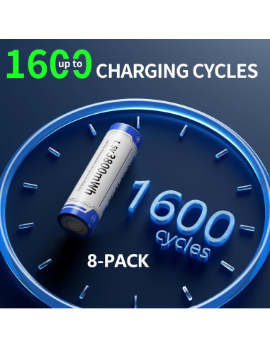 Baterías AA Recargables de Litio Zorunze 3800mWh 8 Pzas