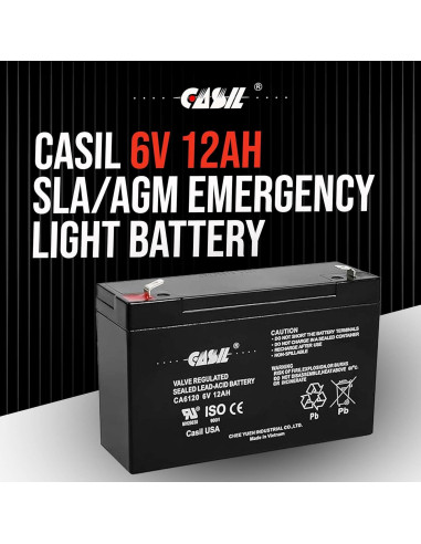 Batería AGM 6V 12Ah Casil CA6120 - Paquete de 2 unidades