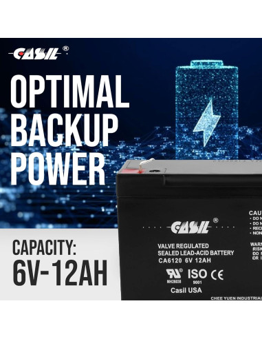 Batería AGM 6V 12Ah Casil CA6120 - Paquete de 2 unidades