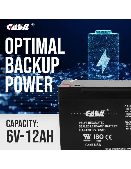 Batería AGM 6V 12Ah Casil CA6120 - Paquete de 2 unidades