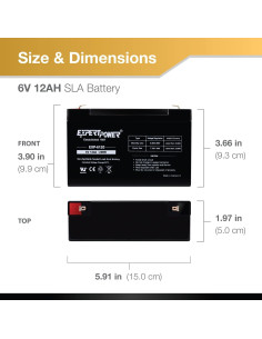 Batería de Plomo Ácido Sellada ExpertPower 6V 12Ah F1 - Paquete de 4 2