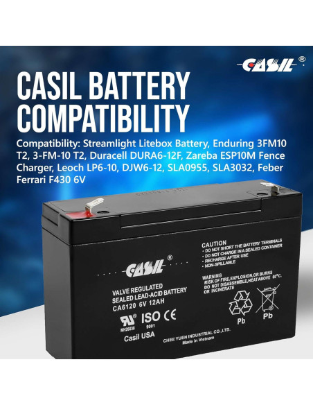 Batería AGM 6V 12Ah Casil CA6120 - Paquete de 2 unidades