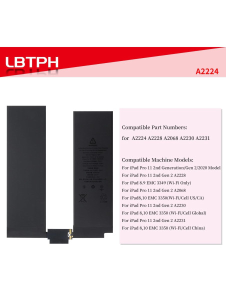 Batería Li-ion A2224 Compatible iPad Pro 11 Gen 2 2020 7540mAh