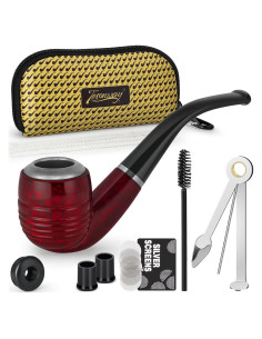 Pipa de fumar Tesonway con accesorios y estuche rojo