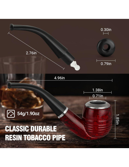 Pipa de fumar Tesonway con accesorios y estuche rojo