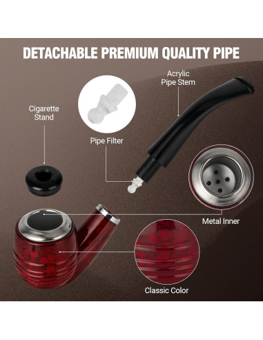 Pipa de fumar Tesonway con accesorios y estuche rojo