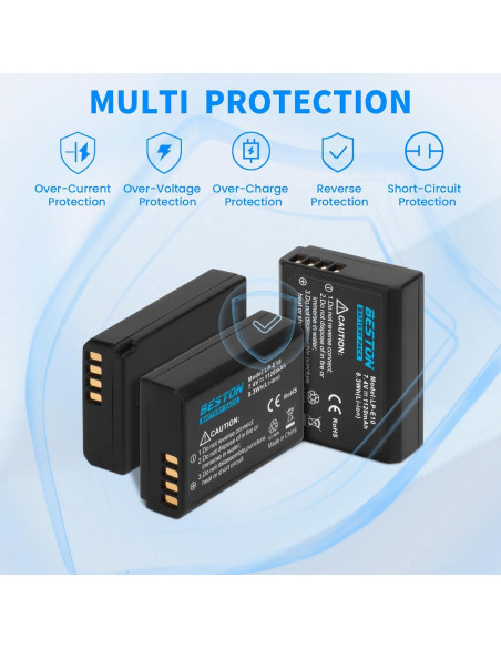 Batería y Cargador Beston LP-E10 para Cámara Canon DSLR - 3 Piezas