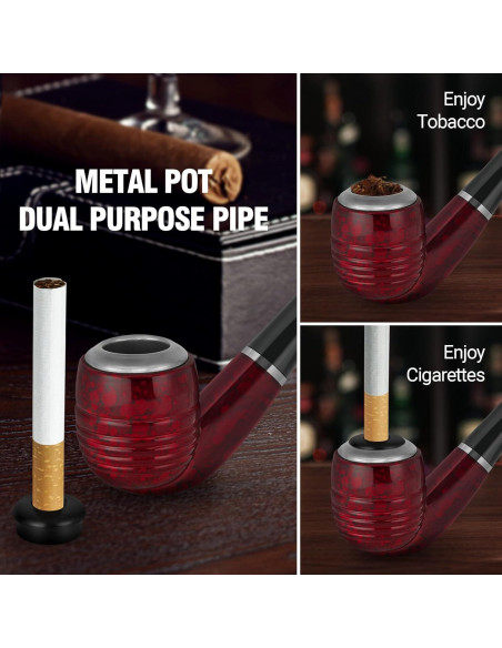 Pipa de fumar Tesonway con accesorios y estuche rojo