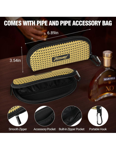 Pipa de fumar Tesonway con accesorios y estuche rojo