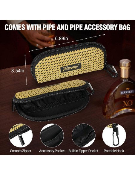Pipa de fumar Tesonway con accesorios y estuche rojo