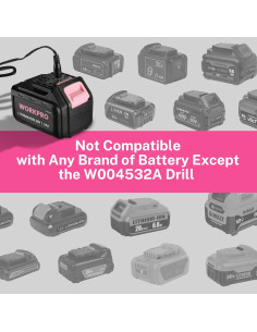 Cargador de Repuesto WORKPRO 20V para Taladro Inalámbrico Rosa 2
