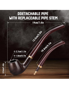 Pipa de Madera Scotte con Vástago Reemplazable y Accesorios 2