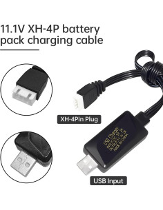 Cable de Carga Rápida USB 3S 11.1V 2A Fytoo para Coches RC y Drones 2