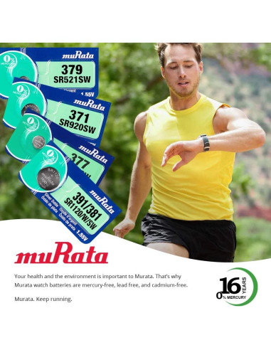 Batería de Óxido de Plata Murata 348 SR421SW 1.55V 12.5mAh (5 Unidades)