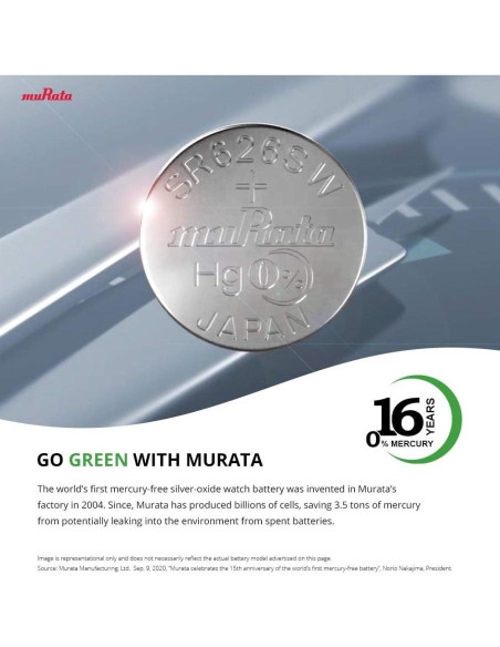 Batería de Óxido de Plata Murata 348 SR421SW 1.55V 12.5mAh (5 Unidades)