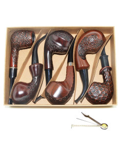 Set de 6 pipas de fumar Anshinco con cuchillo de limpieza