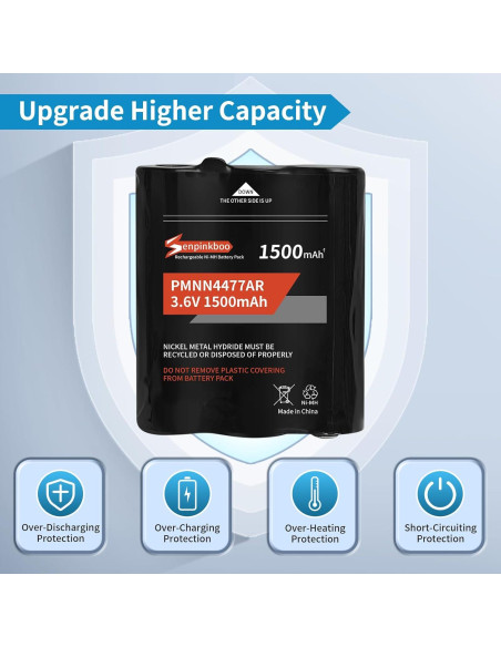 Paquete de 2 Baterías Recargables PMNN4477AR 1500mAh para Motorola