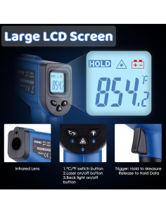 Pistola Termómetro Infrarrojo OnniFlame Azul -50C a 550C 2